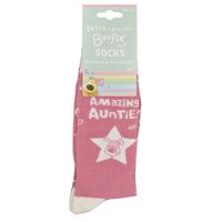 Boofle Amazing Auntie Socks 4-7 Pink