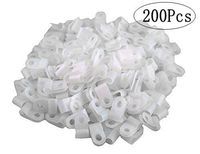 XLX 200pcs White Nylon R-Type Cable Clamp Fastener for 3/8 Inch (9.5mm) Dia Wire Tube ( Plastic Wire Cord Clip Fixer )
