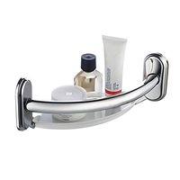 YSFS Screw-in Curved Bath Stainless Steel Safety Grab Bar with Built-in Shelf Toilet Bowl Support Frame Elderly Disabled Armrest Non-Slip 213