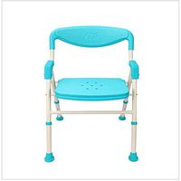 Huapa Adjustable Folding Bathroom Bath and Shower Chair,Aluminum Alloy Non-Slip Seat Assist Shower Handle,Safety Bench Seat with Backrest(Blue)