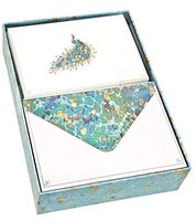 Punch Studio Boxed Peacock Gold Foil Blank Note Cards 61391, 12 ct