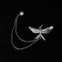 Vintage Soaring Eagle Brooch Pin Tassel Chain Animal Bird Suit for Mens Daily Fashion Novelty Creation Jewelry Party Woman Jewerly Design | Color - Silver