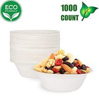 OURhome Bowls Disposable 1000 Pack Sturdy Biodegradable Eco Friendly Sugarcane Bagasse, White,Eco-Friendly,Biodegradable and Compostable Bowls