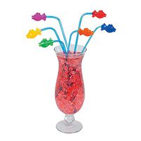Fun Express - Plastic Fish Straws (dz) for Summer - Party Supplies - Drinkware - Straws - Summer - 12 Pieces