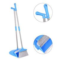 Broom and Dustpan Set, Extendable Long Handle Cleans Broom Combo, Stand up Dustpan Broom Set with Dust Pan Teeth, for Home, Kitchen, Room, Office Use