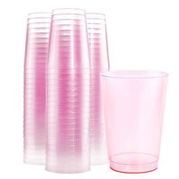 BUCLA 100pcs 12OZ Pink Plastic Cups-Disposable Plastic Cups-Premium Unbreakable Wedding Cups-Party Cups,Great For Bridal Shower, Mother’s Day