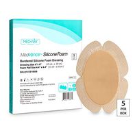 MedVance TM Silicone - Bordered Silicone Adhesive Foam Dressing, Back/Shoulder/Thigh/Abdomen, 6"X8" (4.4"x6.4" Pad), Box of 5 dressings