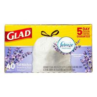 Glad OdorShield Tall Kitchen Drawstring Trash Bags Mediterranean Lavender, 13 Gallon - 40 Ea (Pack of 2)