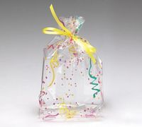 Small Party Confetti & Streamers 7x2x3" Cello Cellophane Treat Food Snack Bags (75 ct)
