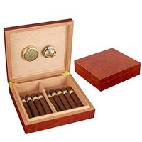 GALINER Cigar Humidor Desktop Cigar Cedar Box with Humidifier Hygrometer Holds 20 to 25 Cigars