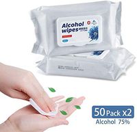 Alcohol Detergent Wipes (2Packs,100Wipes),Large Wet Wipes(8"x6"),75% Soft Alcohol Wipes for All-Purpose Cleaning