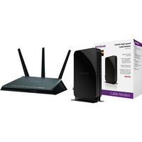 NETGEAR Nighthawk AC2300 Smart Wi-Fi Router, MU-MIMO Dual Band Gigabit (R7000P-100NAS) Compatible with Amazon Echo/Alexa bundle with DOCSIS 3.0 Cable Modem. Max download speeds of 680Mbps. (CM500)