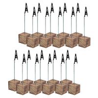 20x Rustic Wood Base with Clip Wedding Place Card Holder Table Number Stand