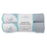 Clean Mama Microfiber Polishing Cleaning Cloths 16 x 19 inches, Set of 2. Large and Absorbent, Lint Free and Streak Free Towels.
