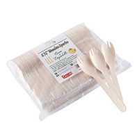 Gmark Eco-friendly Wooden Sporks 200 ct, Disposable Spoon Fork 2-in-1 Cutlery, 6.25" Birchwood Green Natural Product GM1033