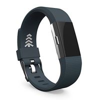 Teak - Silicone Sport Replacement Wristband for Fitbit Charge 2 - Large Slate Grey