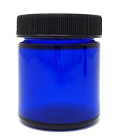 Cobalt Blue Straight Sided Glass Jar for Pills and Medications with Black Lid - 1.7oz (50 ml)