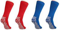 Nobles XXXL Extra Wide Bariatric Non Skid Slipper Socks for Swollen Feet and Edema -XXXL Extra Wide (4 Pairs 2 Blue 2 Red)