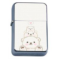 Bear Love Flip Top Oil Lighter Em1 Smoking Cigarette Silver Case Included