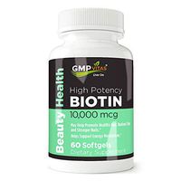 GMP Vitas Biotin Maximum Strength 10000 mcg, 60 Softgels, Supports Healthy Hair, Skin, and Nails