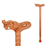 AOHMG Dragon Head Solid Wood Walking Stick, Handcrafted Wood Carved Traditional Style Wooden Canes with Rubber Tip, for Men and Women,35 Inch