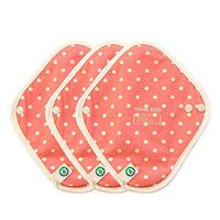 think ECO [3-Pads] Organic Reusable Fashionable Cotton Cloth Panty Liner Pads, Menstrual Liner Pads, Sanitary Napkins, Three Supply (DOT Pink)