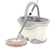 HXF- Rotating mop Double drive mop Automatic drying mop Hand free mop Household mop mop Bucket set Lightweight (Color : White)
