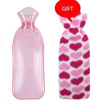 500ML 1000ML 2Sizes Available Long Style PVC Hot Water Bottle Hot Water Bag for Pain Cold with Cover Large Size (Color : Light Pink, Size : 1000ML)