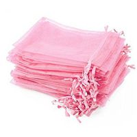 Pack of 50 Pink color Organza Drawstring Gift Bag Pouch Wrap for Party/Game/Wedding (7x5") (Pink)