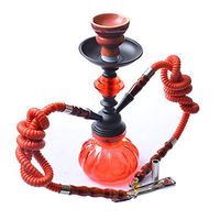YINSY Double Hoses Hookah Complete Set,Portable Travel Shisha Kit with Accessories,Red