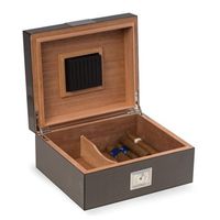 Bey-Berk C419""Carbon Fiber" Wood Cigar Humidor with Spanish Cedar Lining, One Size, Brown