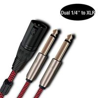 2m 6ft] Dual Mono Male (1/4 inch) 6.35mm to XLR Male Plug Nylon Braided Shielded Audio Cable [Gold Plated Connector,OFC Copper Conductor]