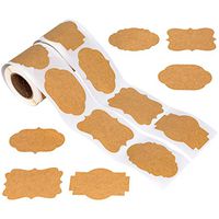 AIEX 300pcs 6 Designs Brown Kraft Label Stickers 2 x 3 Inch Christmas Gift Tags Adhesive Labels for Gift,Jars and Crafts