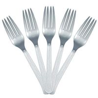 JAM PAPER Premium Utensils Party Pack - Plastic Forks - Grey Silver - 48 Disposable Forks/Pack