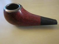 Small Tan Tobacco Pipe with Metal Bowl and Leather Pouch