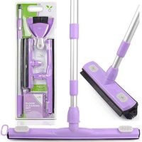 Anoda 2 Pack Push Broom Set with a 17 inch Shower Floor Squeegee Broom, a 13 inch Rubber Broom Pet Hair Carpet Rake and a 59 inch Handle. Kitchen broom and dustpan set with bonus microfiber cloth.