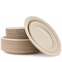 Sugarcane/Bagasse (Wheatstraw) Disposable Plates- 100% Tree Free Natural Biodegradable Plant Based Process –Compostable Chemical Free and Eco Friendly Plates, Microwavable (100, Combo 7" 9")