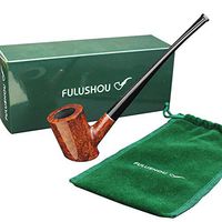 FULUSHOU Mediterranean Briar Wood Tobacco Pipe, Simple Atmosphere Tobacco Pipe - Desktop Reading Pipe