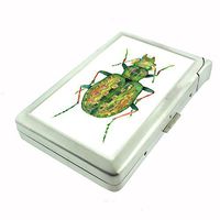 Perfection In Style Metal Cigarette Case with Built in Lighter Vintage Insects Design 007