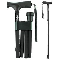 Vive Folding Cane - Foldable Walking Cane for Men, Women - Fold-up, Collapsible, Lightweight, Adjustable, Portable Hand Walking Stick - Balancing Mobility Aid - Sleek, Comfortable T Handles (Black)