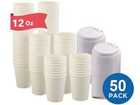 1InTheHome 12 oz Coffee Cups With Lids Disposable Paper Coffee Hot Cups (50 Cup & 50 Lids))