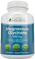 Magnesium Glycinate 400mg - 100% More 270 Magnesium Tablets (not Capsules), Highly Bioavailable, Non Buffered, Vegan and Vegetarian - Improved Sleep, Stress Relief & Cramp Defense