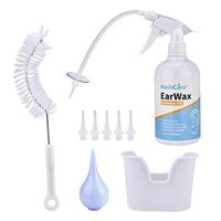 Ear Wax Remover Tool, Safe Ear Cleansing Kit Earwax Removal Pump Washer Kit for Adults & Kids, Includes Spray Bottle, Basin, Bulb Syringe, Cleaning Brush and 5 Extra Tips (White)