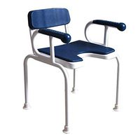 SYDDP Bathroom Stools Bath Stools Bath Stool Blue Commode Chair Stainless Steel Bath Chair Elderly Toilet Chair with Backrest Portable Height Adjustable Shower Chair with Handrail and Detachable U-sha