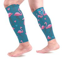 AHOMY Sports Calf Compression Sleeves Flamingos Blue Hearts Leg Compression Socks for Men and Women