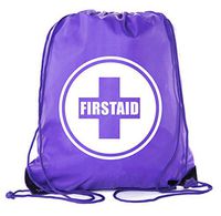 First Aid Backpack Drawstring Medical Bag for Emergencies or Epi Pen & Medicine - Purple CA2500FirstAid S1