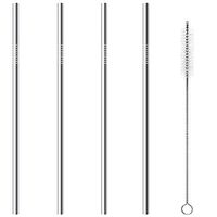 Metal Straws, Stainless Steel Straws, Reusable Drinking Straws, 10.5 inch Straight Metal Drinking Straw for 20 oz and 30 oz Tumblers Cups Mugs, Cleaning Brush Included