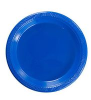 Exquisite 7 Inch. Dark Blue Plastic Dessert/Salad Plates - Solid Color Disposable Plates - 100 Count