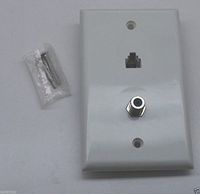 RJ11 Phone Jack F81 Coaxial Connector Wall Plate Cable TV RG6 Keystone White