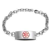 Free Engraving - Quality Stainless Steel Medical ID Bracelet (Silver)